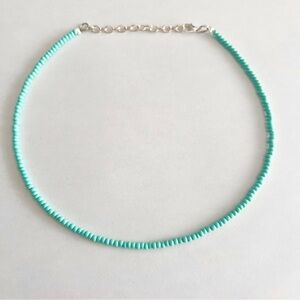 Sea Foam Green Beaded Choker Necklace light turquoise handmade bead necklace